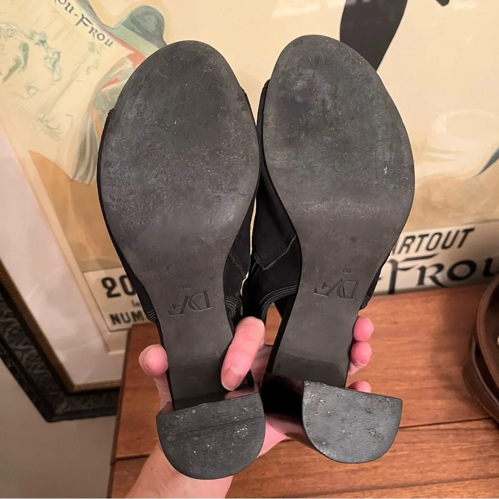 Diane von Furstenberg Black Suede Panina Open Toe Booties